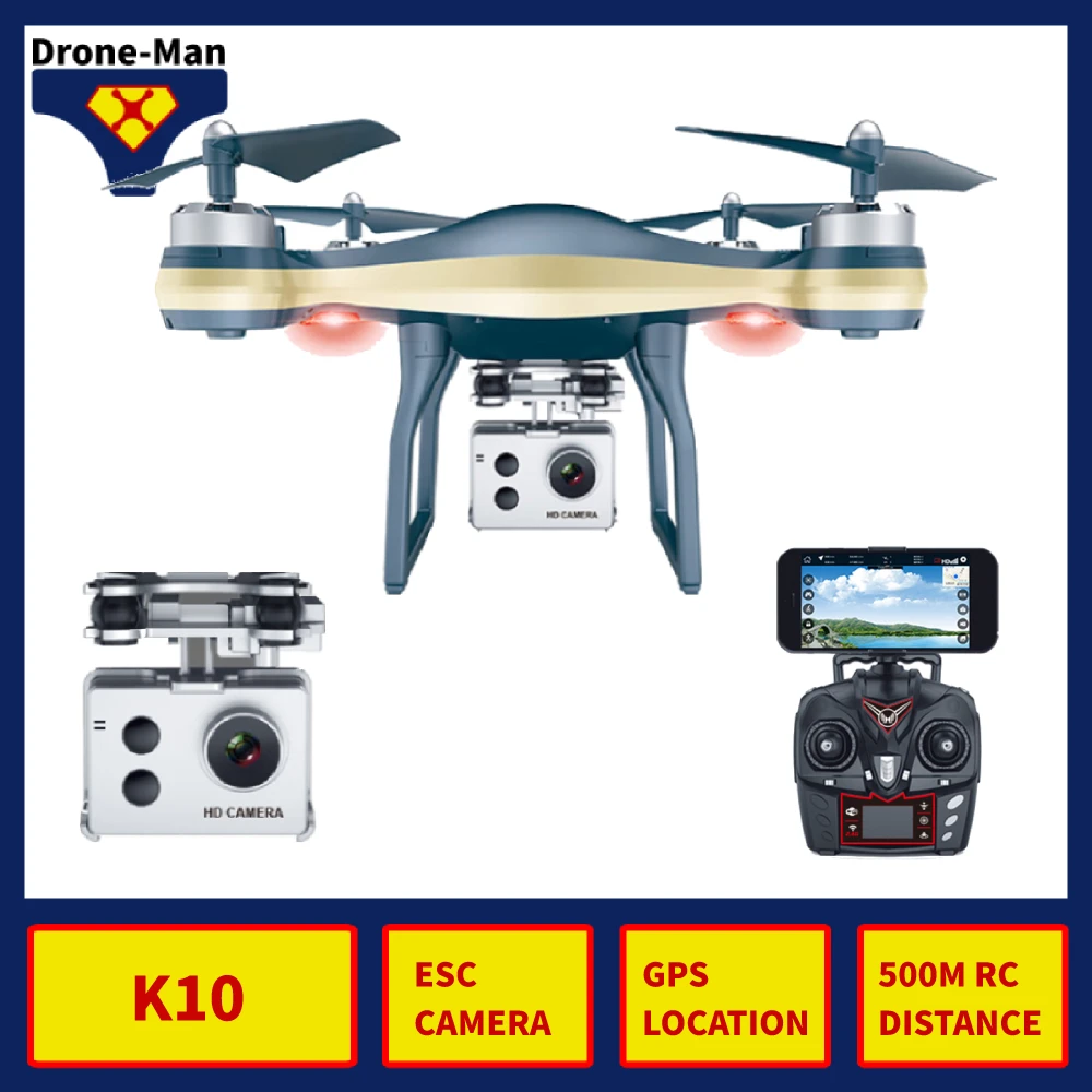 

K10 Professional ESC Camera Drone 1080P GPS WIFI HD FPV RC Dron Aircraft Quadcopter Helicopter Selfie Toys Kid Long Battery Life