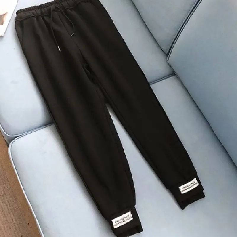 Весенне-осенние штаны ropa mujer Pantalon Femme женские повседневные свободные высокие эластичные спортивные штаны с принтом сбоку Harajuku