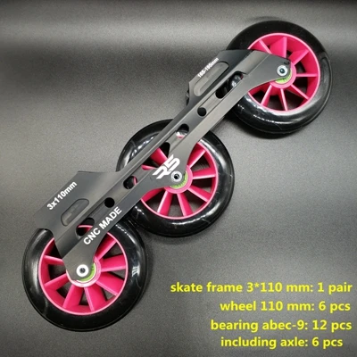 Скоростные коньки рама 3x110 мм 165-195 включая колеса ABEC-9 - Цвет: black frame n wheel