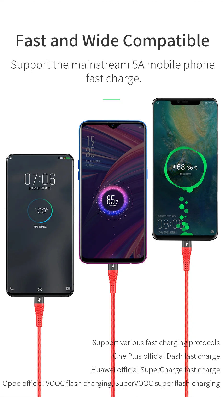 HOCO 5A usb type-C кабель для huawei mate 20 P30 P20 PRO Супер быстрая зарядка USB C кабель для samsung S10 S9 Note 9 1M Kable