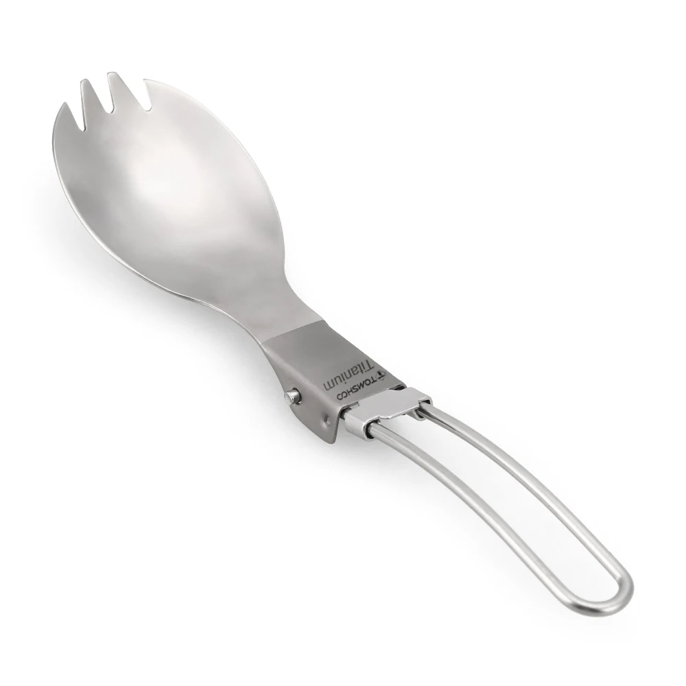 TOMSHOO Titanium Folding Spork Lightweight Outdoor Dinner Flatware for Travel Camping Backpacking Picnic Tableware | Спорт и