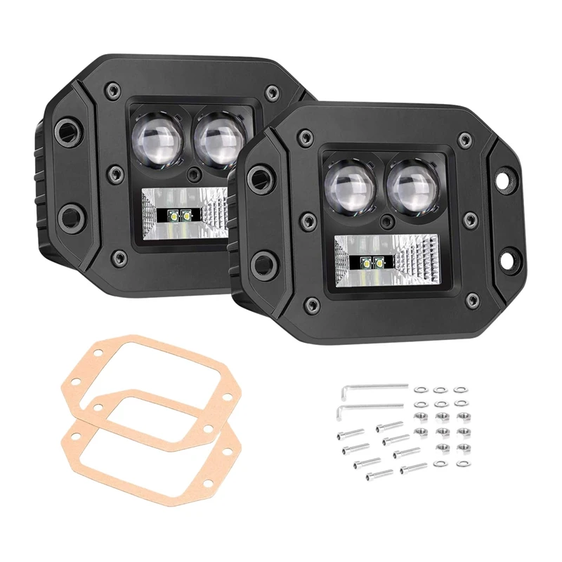 

2Pcs 64W 5InchLED Work Light Super Bright Fog Lights Off Road Lights LED Flush Mount Driving Lights for Truck Jeep SUV 4X4 Grill