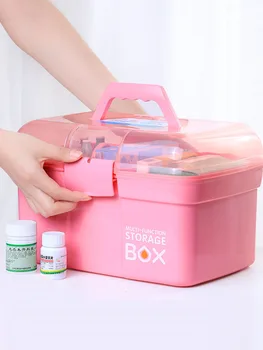 

Medicine Cabinet Family Pack Household Medicine Storage Box Multi-Layer Double-Layer Small yi hu xiang Children's Emergency Medi