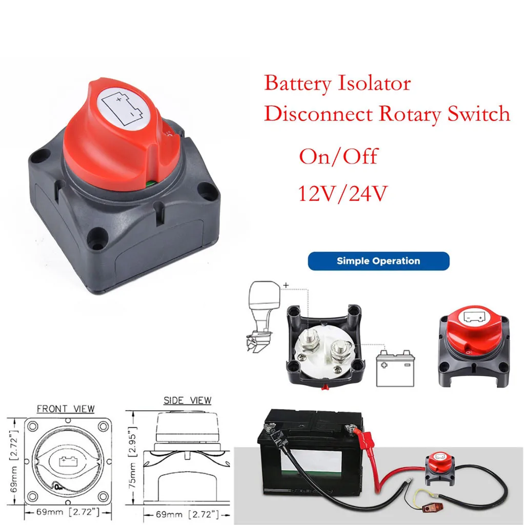

Car Auto RV Marine Boat Battery Selector Isolator Disconnect Switch Cut continuous current 275A Quality red copper screw 8X