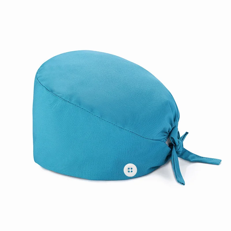 Unisex Solide Color Hat Button Adjustable Beauty Salon Care Cap Laboratory Pet Shop Nurse Doctor Working Caps