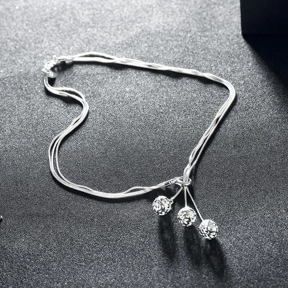 Trendy 925 Sterling Silver Cute Ball Pendant Necklace Clavicle Necklace Female Charm Fine jewelry For Women Birthday Present