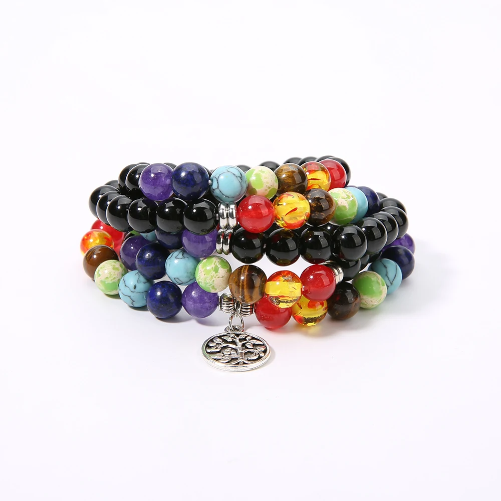 SHINUS BOHO mala бисер Йога браслет натуральный камень 8 мм бисерный декларирующий браслет женский ручной работы paryer Браслет Bijoux