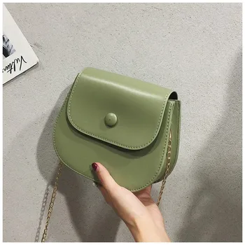 

Women cute shoulder bag pu leather green handbag simple design female chain bags Phone Pocket Girl Purse Mini Messenger Bags