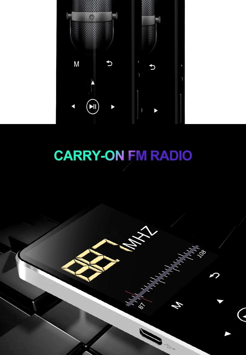 New Touch Screen 8GB Mp3 Portable Mini Mp3 Fashion Player Stereo Sport Music FM Radio Study MP3 Support OTG lyrics TF Gift
