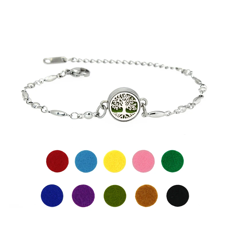 316L Stainless Steel 12mm Colorful Bracelet Diffuser Locket with Adjustable Chain Bracelet Fashion Jewelry Free 10Pads bracelet jewelry