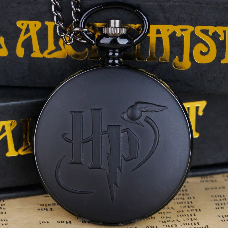 HP Design-reloj de bolsillo para hombres y mujeres, pulsera de mano de cuarzo, con cadena, color negro y bronce, regalo