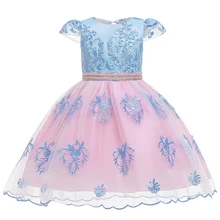 Летнее кружевное платье принцессы для торжественных случаев; вечернее платье на свадьбу; платье с цветочным узором для девочек; детская одежда; детская праздничная одежда для девочек