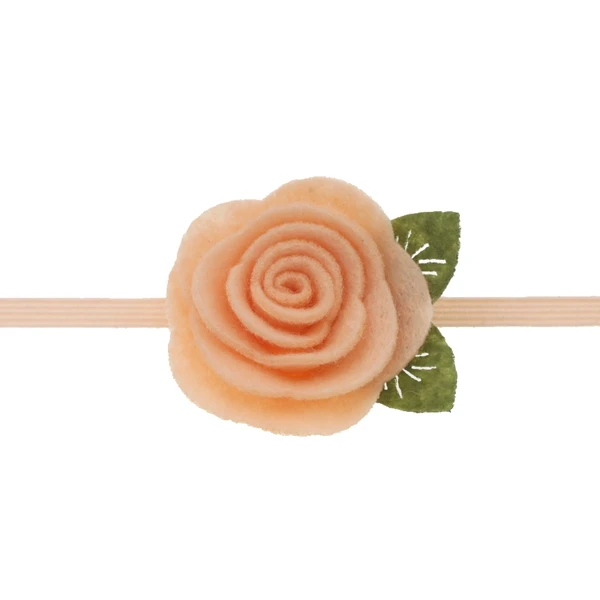 baby Headbands Felt Flower Crown Headband Girls Rose Leaves Elastic hair band Kids Photography Props baby Hair Accessories - Цвет: peach