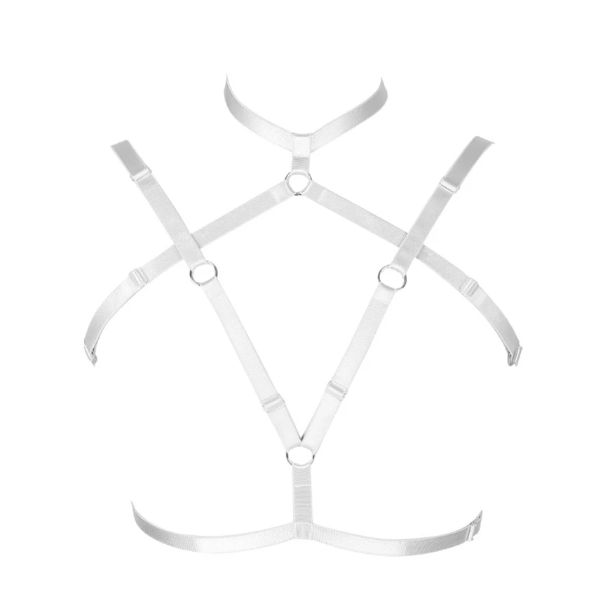 MLCO0339-white Модные ремни для бюстгальтера, Короткие топы для женщин, подтяжки для тела, Панк готика, Клубное нижнее белье для спальни, выдалбливают регулируемые нагрудные ремни - Цвет: MLCO0339-white