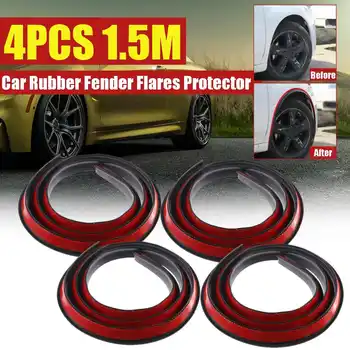 

2x/4x Universal Rubber Car Anti-collision Wheel Eyebrow Mudguard Protection Sticker 1.5M Car Wheel Arch Strip