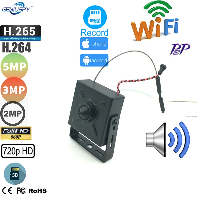 Imx307 Imx335 1080P 5Mp Camhi Più Piccolo Pinhole Mini Wifi Ip Camera P2P Onvif Con Slot Per Scheda Sd Wifi Ap Wireless Cam Con Audio