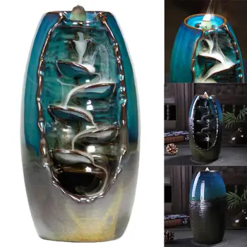 

1 Mountain River Incense Burning Diffuser Ceramic Waterfall Backflow Smoke Censer Holder Aroma Diffuser Mother's Gift Home Decor