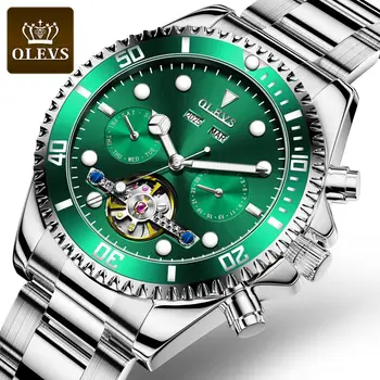 

OLEVS Brand Watch Men Tourbillon Automatic Mechanical Date Stainless Steel Luxury Class Waterproof Clock Business Wrist Watches