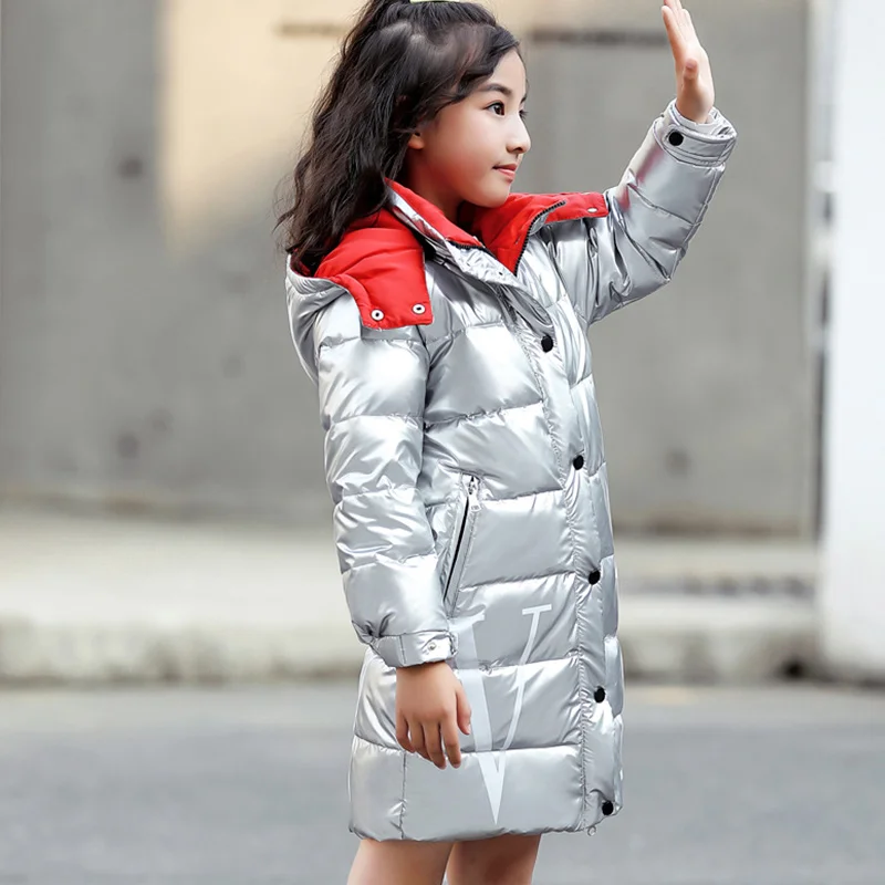 Коллекция года, модная пуховая куртка для мальчиков и девочек Теплые Детские Пуховые парки, пальто утепленная верхняя одежда с мехом для детей-подростков на холодную зиму