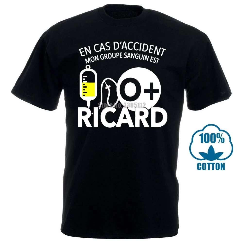 

En Cas D Accident Mon Groupe Sanguin Est O Ricard Round Neck Character Great T Shirt Kawaii Hiphop Tops Quirky Summer 031335