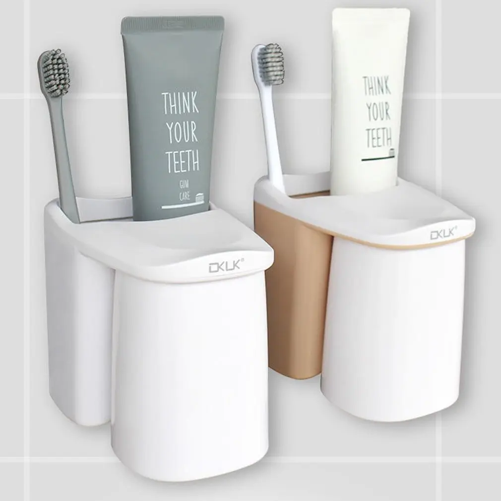 Creative Magnetic Suction Mouthwash Cup+ Holder Multi-function Magnetic Hanging Toothbrush Cup Plastic Bathroom With Organizer