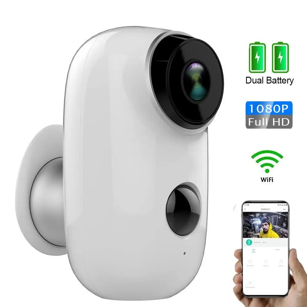 

1080P WIFI Battery Camera IP Outdoor Rechargeable Wireless IP Camera PIR Waterproof Motion Detect App View Hiseeu