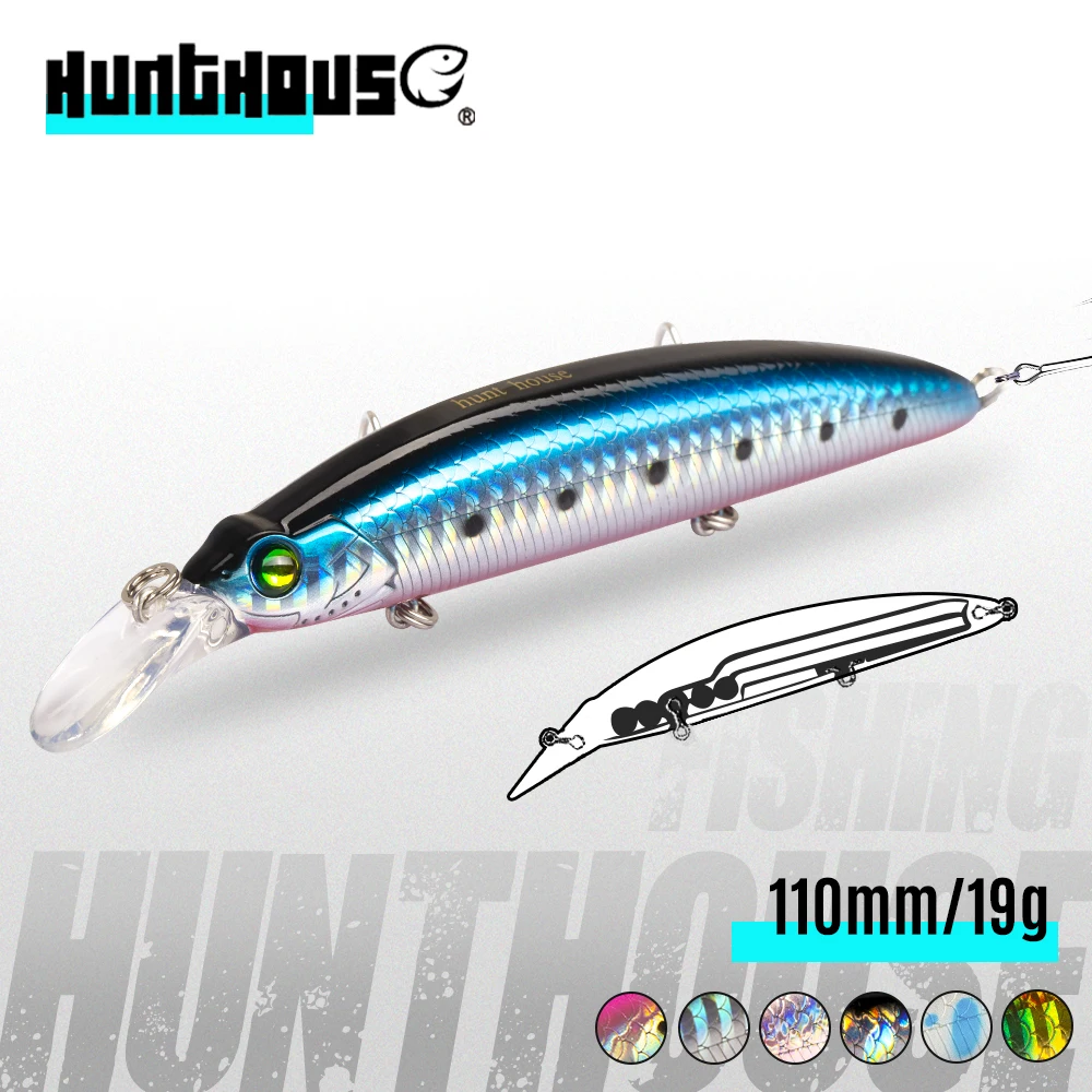 Hunthouse Minnow Poke Gyodo Floating Topwater Fishing Lure Wobblers Hard Bait Jerkbait Lip 110mm 19g Saltwater For Bass Tackle