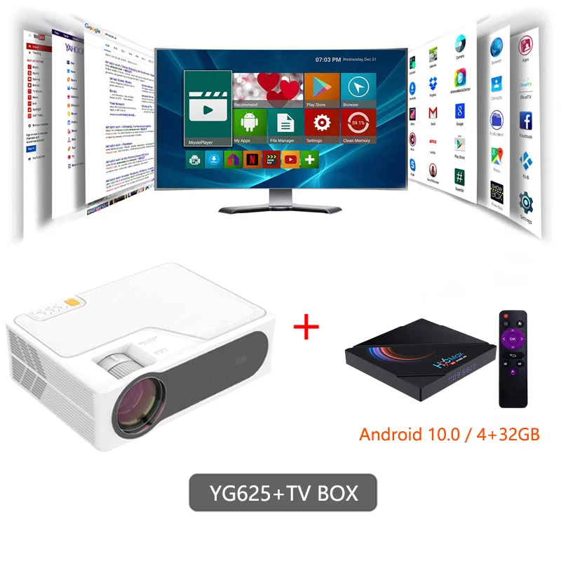 Everycom YG625 FHD 1080P LED projector 1080P Video 250‘’ Screen 7000 Lumens Miracast Wifi Bluetooth Optional LCD Movie Beamer led projector Projectors