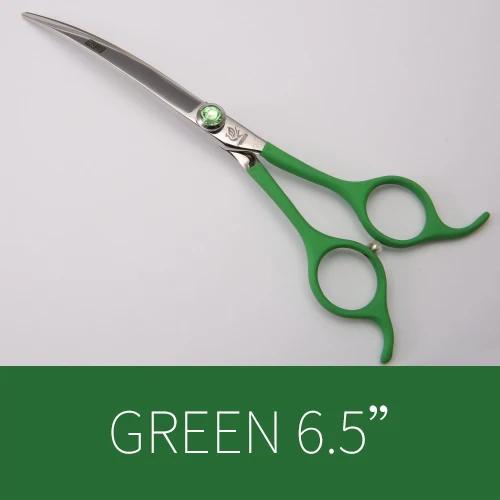 green Fenice профессиональные 6,5 дюймовые изогнутые ножницы для домашних животных, ножницы для стрижки собак, ножницы для стрижки makas tijeras - Цвет: green