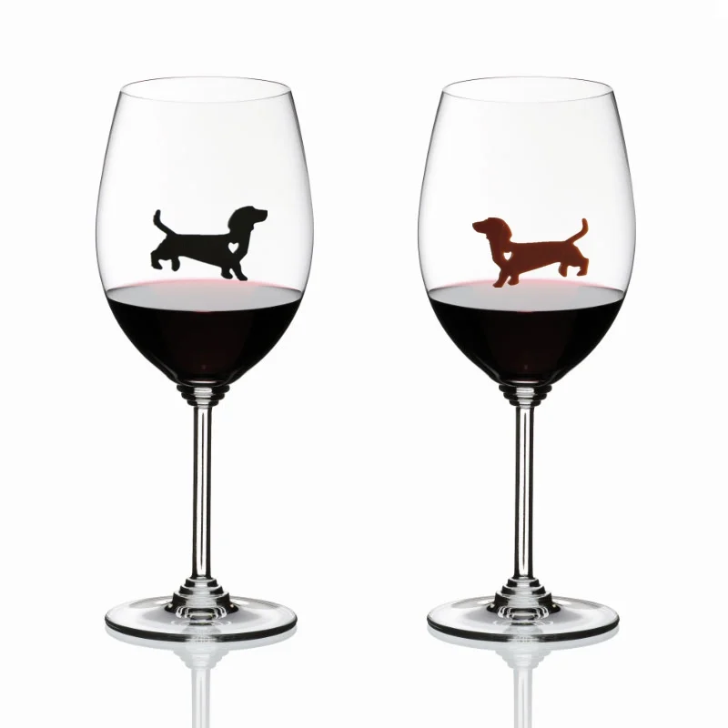 Setof12ReusabledachshunddogSiliconeStickyWineGlassCharm