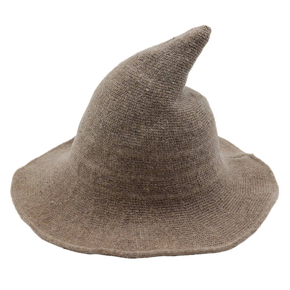 Camel Женская Праздничная осенне-зимняя шапка, одноцветная, на Хэллоуин, с широкими полями, с острым носком, рождественские, универсальные, вечерние - Цвет: Camel