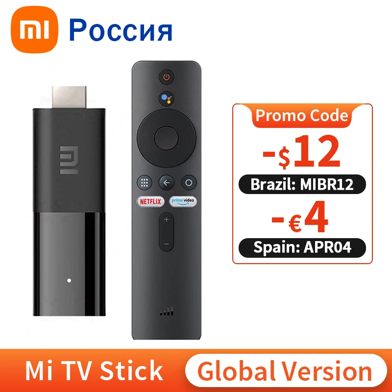 Versión Global Xiaomi Mi TV Stick Android TV Quad Core 1GB de RAM 8GB ROM Bluetooth Wifi Netflix Google asistente Mi TV Stick
