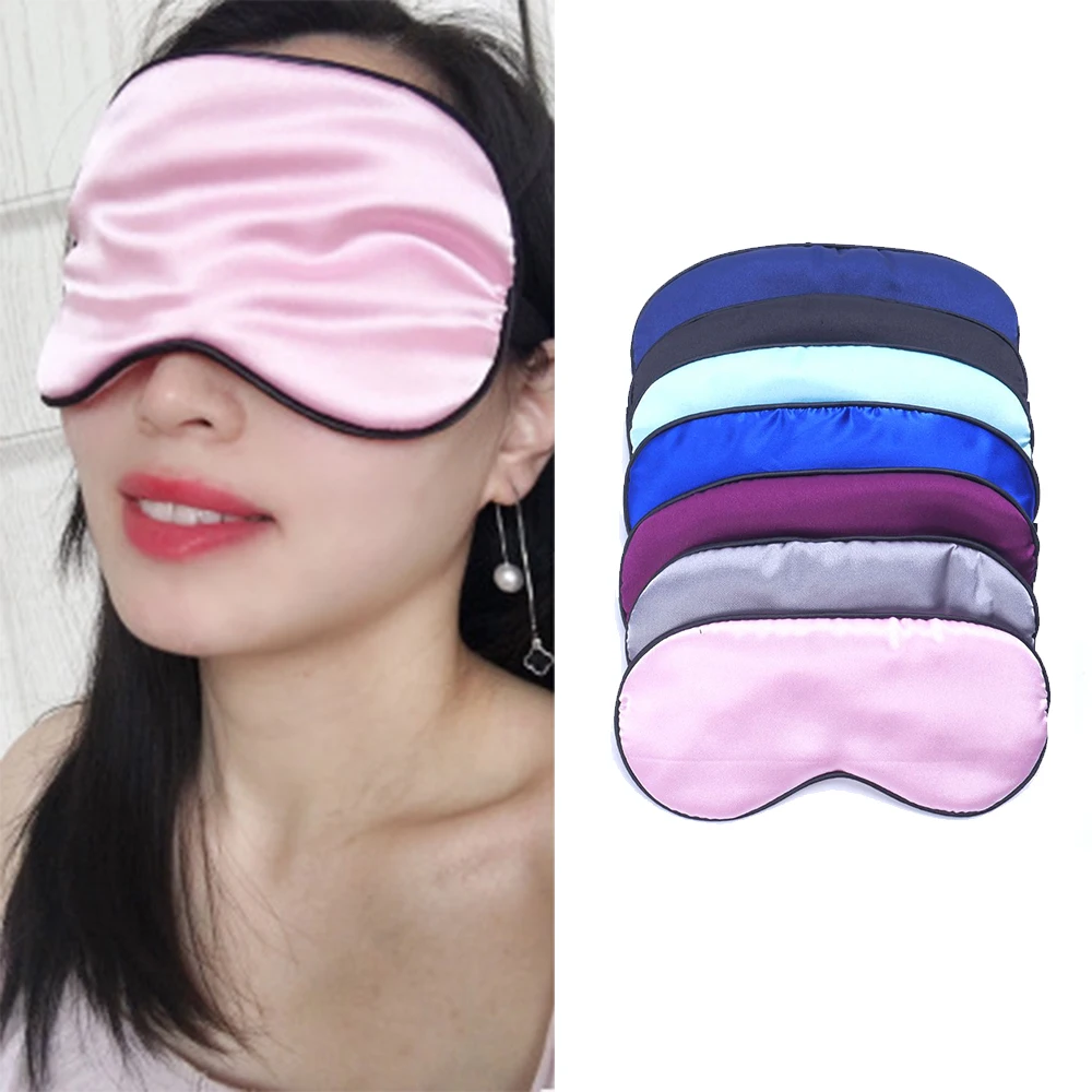 9 Colors Pure Silk Sleep Eye Mask Travel Accessories Padded Shade Cover Travel Relax Aid Blindfold Comfort Sleeping Aids Protect 3
