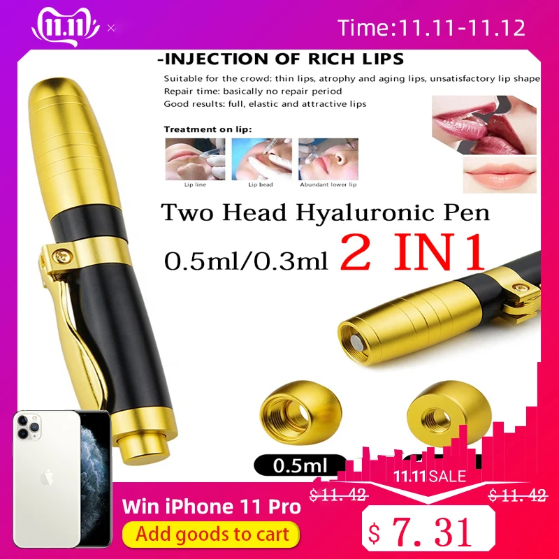 

Hot Hyaluronic Injection Pen 2 in 1 Massage Atomizer Pen Kit High Pressure Acid Guns Anti Wrinkle Water Syringe Needle Injection