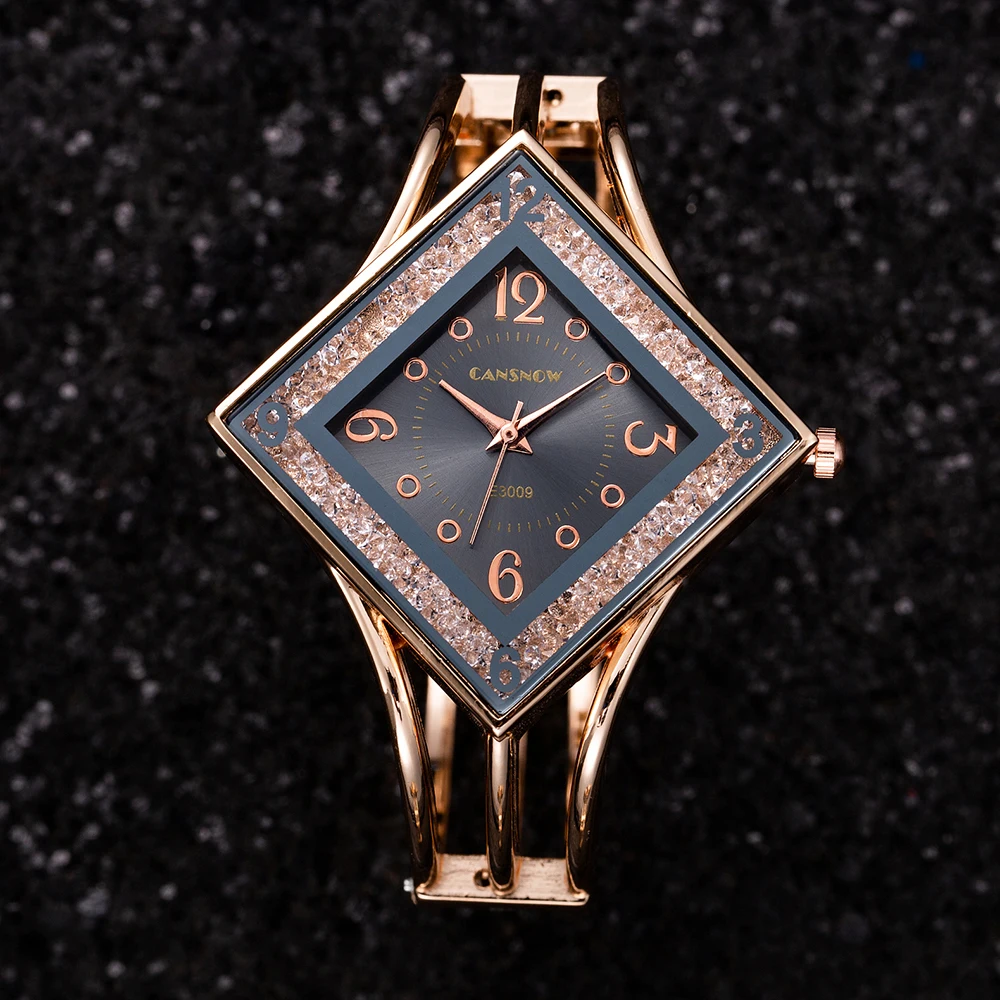 Womens Watches Luxury Bracelet Diamond Shape Rhinestone Top Brand Dress Quartz Wristwatch