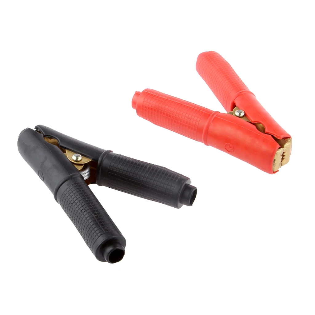1 Pair Copper Plated Insulated Car Battery Crocodile Clips Alligator Clamps Red and Black 200-Amp