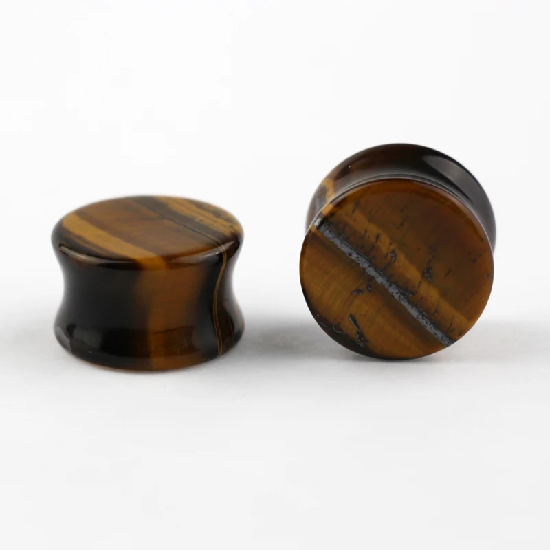 20MM 1 пара тигровый глаз камень беруши расширитель для пирсинга уха Тоннели измерители уха растягивание тела пирсинг ушные сережки измерители 8-20 мм - Окраска металла: 20MM