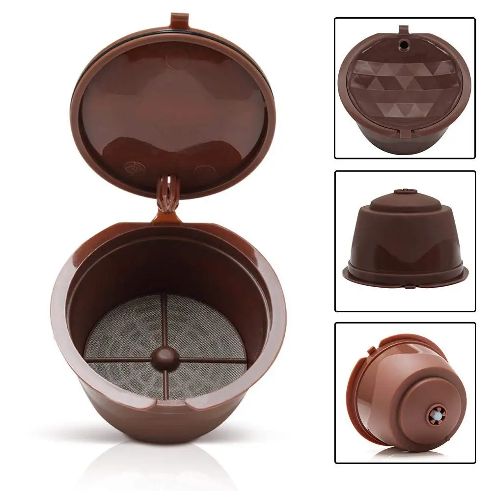 Rich Crema 3Pcs Reusable Coffee Capsule Filter for Nescafe Dolce Gusto Machine Refillable Caps Spoon Brush Filter Baskets Pod
