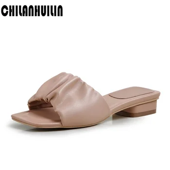 

2020 new brand slippers leather women summer sandals cozy open toe flat casual slides summer outdoor beach female flip flops