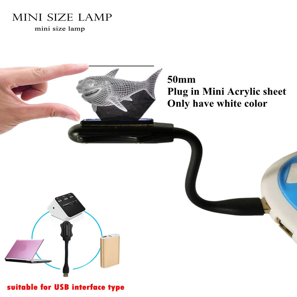 Mini Lamp 3D светодиодный ночник Акула креативный USB светильник Lampara ночник с 7 цветами свет для украшения дома лампа детский подарок - Испускаемый цвет: Mini Lamp