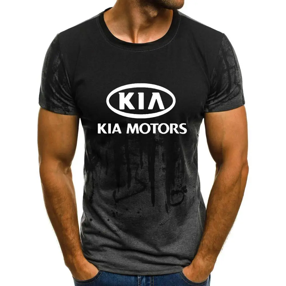 Мужской короткий рукав автомобиль KIA Логотип Мужская футболка летние