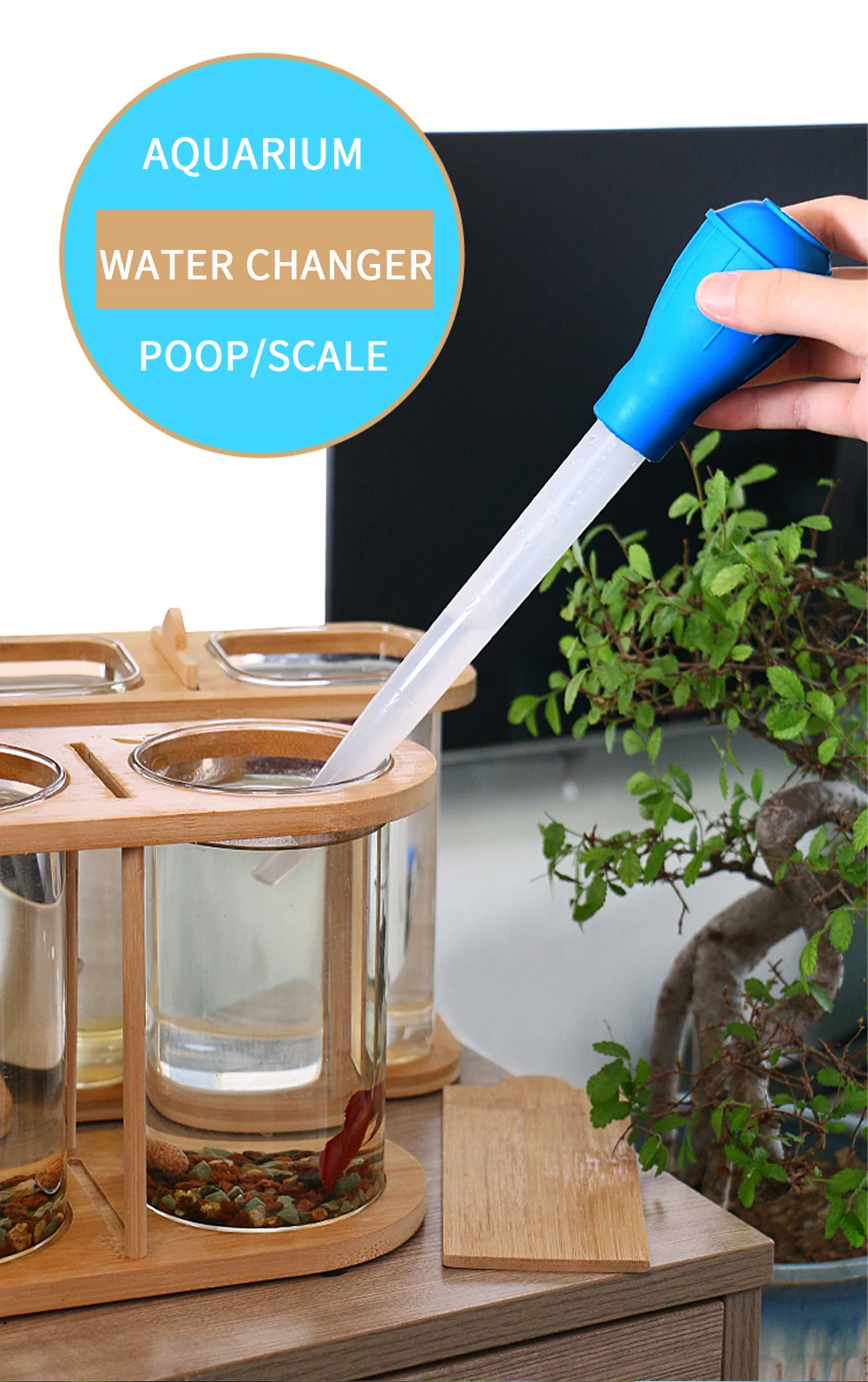 Manual Aquarium Gravel Cleaning Straw Fish Tank Water Changer Aquarium Clean Pipette Dropper Waste Remover 28/43CM 30/50ML Tube