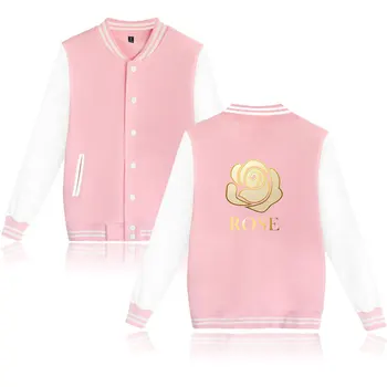 

LUCKYFRIDAYF Creativity Print Golden ROSE Baseball Jacket Unisex Fashion Casual Winter Women Golden ROSE Baseball Jacket Clothes