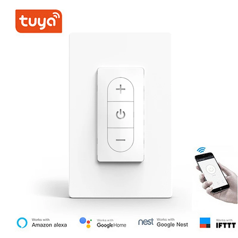 

100-240V Smart WiFi Stepless Dimmer Switch US type support Bulb max 150W Dimmable LED Smart Life / tuya APP control No Hub