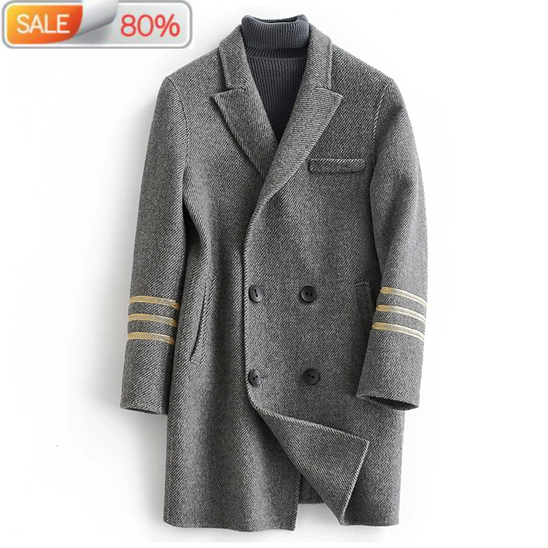 

Real Wool Coat 2020 Autumn Winter Jacket Men Double-side Woolen Coats Mens Streetwear Overcoat Abrigo XCH19030 ND1433