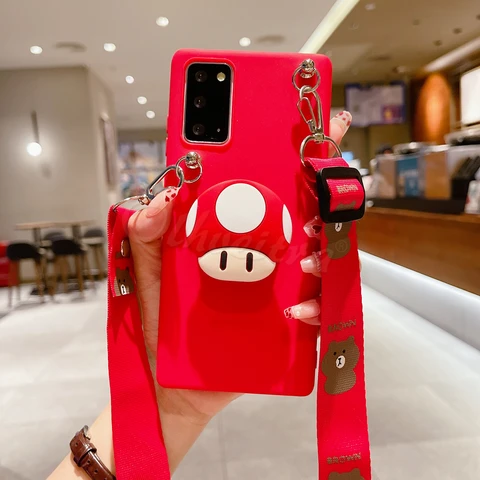 Holder Cover For Samsung Galaxy Note 20 Ultra 10 Plus Lite 9 8 5 A81 M02 M62 M01 M51 M31 Case Cartoon Necklace Strap Funda