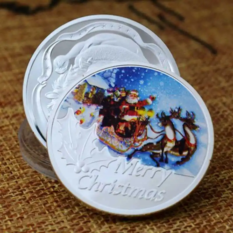 С Рождеством памятная монета с изображением снеговика Санта-Клауса Рождественский подарок Серебряная пластина коллекционные монеты
