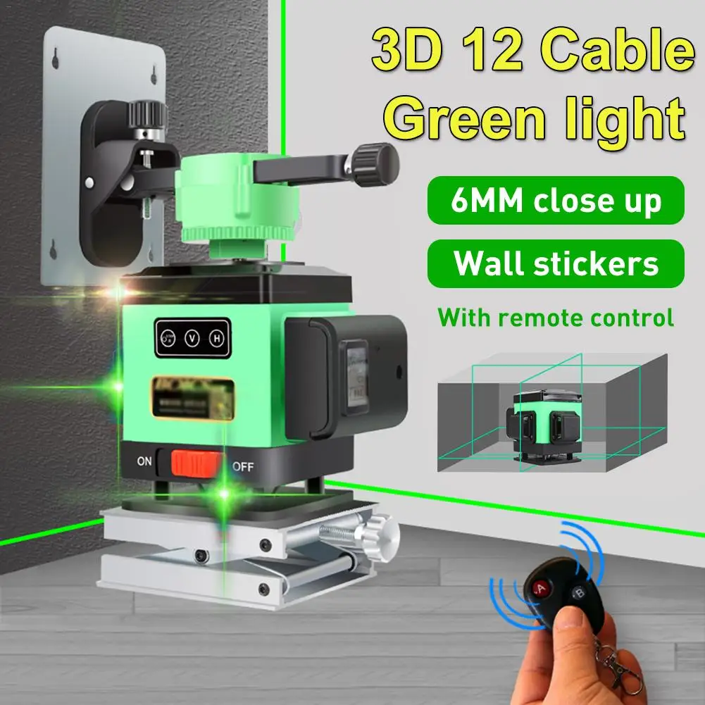 

Sticking Wall Ground Green Light 12 Cable Affixing Level High Precision Flat Water Meter Glare Floor Tile Leveling Instrument Ca