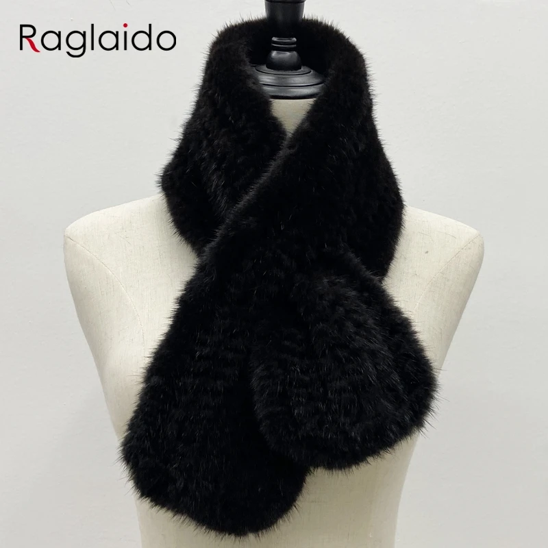 2025New Sciarpa di pelliccia di visone per donna Scialli femminili morbidi e caldi invernali Elegante scaldacollo solido 80 cm x 12 cm 6