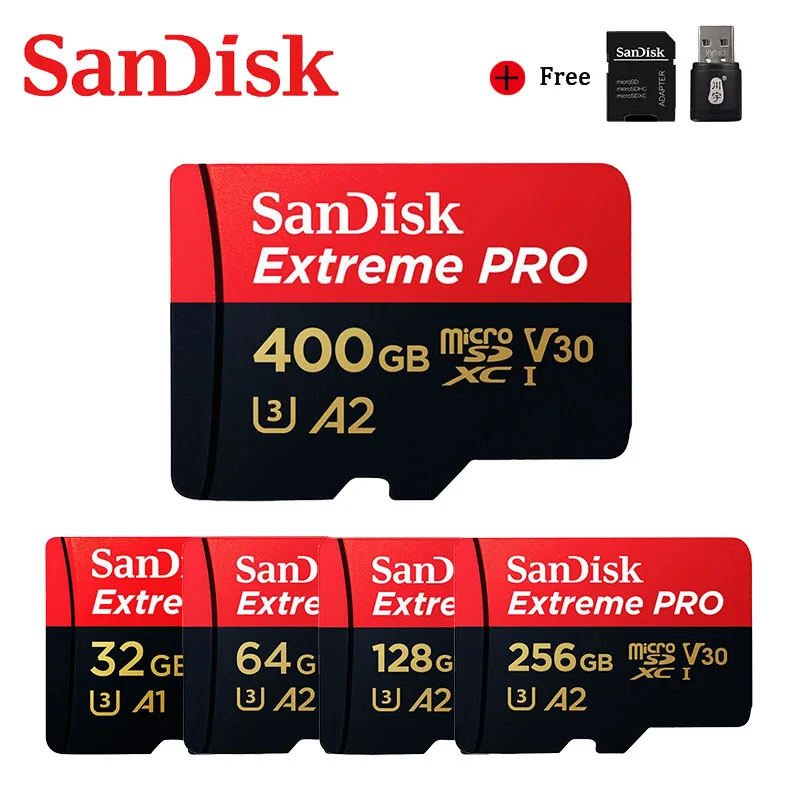 SanDisk Extreme Pro Micro SD Card U3 V30 4K 32GB 64GB 128GB 256GB 400GB Memory Flash Microsd SD/TF For Camera | Компьютеры и офис